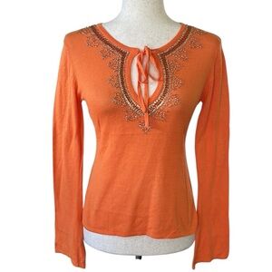 Tokyo Denim Beaded Long Sleeve Top